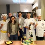 La Distilleria Varnelli incontra l'Europa alla civica enoteca di Macerata (al centro l'assessore Federica Curzi con il Jonathan Giustozzi ufficio marketing e commerciale Italia e lo chef Luca Facchini).